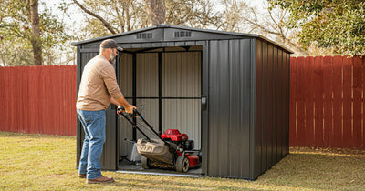 Metal shed next to a home in Columbus, GA