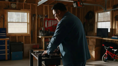 Spacious backyard in LaGrange featuring a custom-built steel storage building