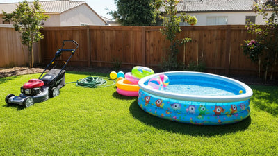 Shelving and hooks organizing tools and gear inside a rent-to-own storage shed