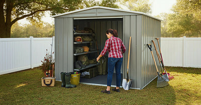 Transform a Metal Shed Into a Stylish Drop Zone for Outdoor Gear