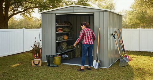 Transform a Metal Shed Into a Stylish Drop Zone for Outdoor Gear